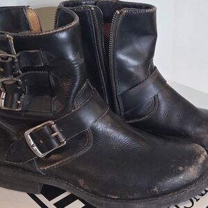 Frye Black Leather Combat Boots